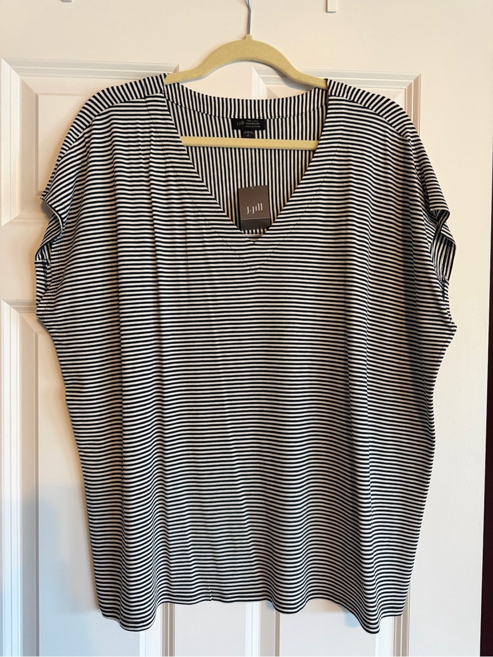 J. Jill Women’s Striped V-Neck Short Sleeve Tee